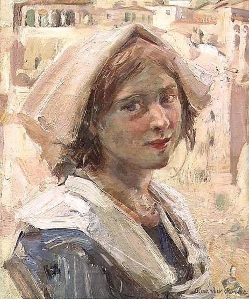Alexander Ignatius Roche Peasant Girl Norge oil painting art